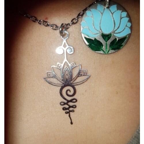 Fashion Unalome Pendant Necklaces For Women Hippie Necklace Rose Gold Sliver Color Lotus Flower Necklace Yoga Jewelry Bijoux