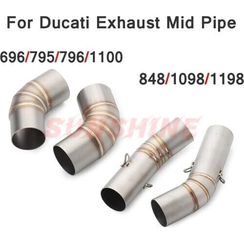 Motorcycle Exhaust Slip on Motorcross Modified Mid Pipe Double Connect Link Stainless Steel For 696 795 796 1100 848 4098 1198