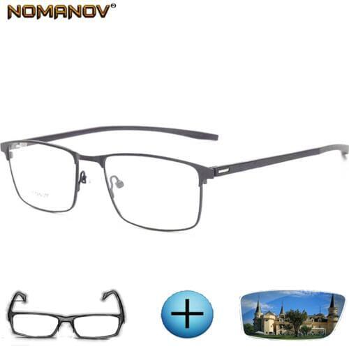 Titanium Alloy Wide Face Ultra Light Big Frame Men Custom Made Prescription Glasses Photochromic Grey/Brown Myopia Near-sighted