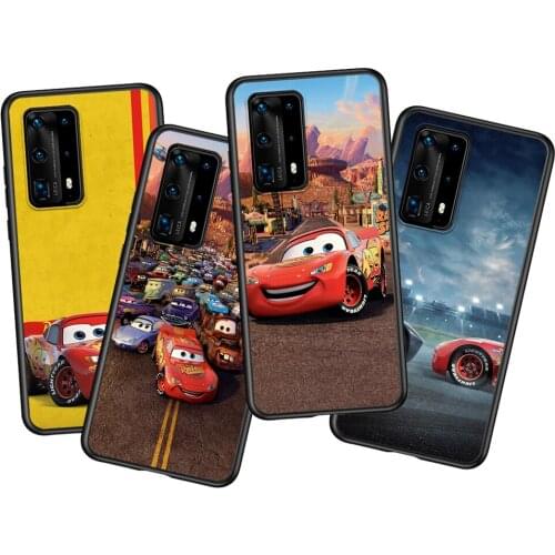 Cars Lightning McQueen Soft TPU Silicone For Huawei P40 P30 P20 Pro P10 P9 P8 Lite RU E Mini Plus 2019 2017 Black Phone Case