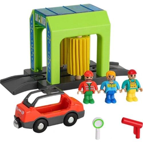 Simulation Plastic Car Toy Set Police Station Car Wash Room Urban Scene Safe Childrens Toy Set Compatible With Wooden Track