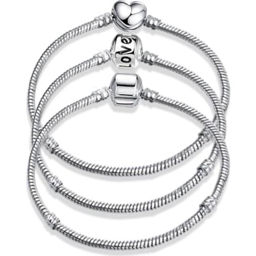 New Original Charm Bracelet Rose Gold Silver Color Alloy Snake Chain Basic Bracelets For Fashion Women Bead DIY Jewelry Dropship