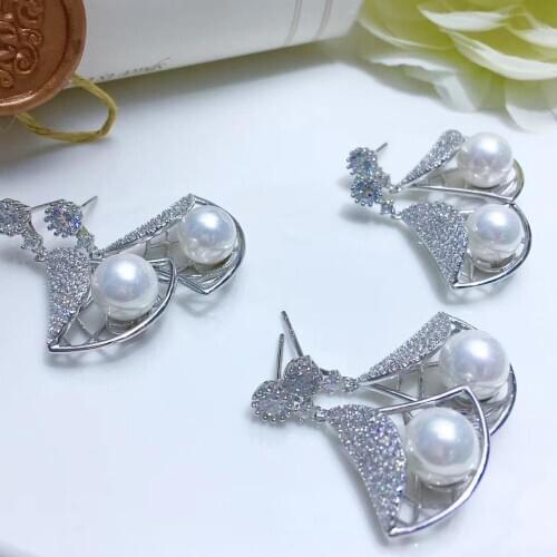 Trendy 925 Sterling Silver Earrings Mountings Findings Base Mountings Jewelry Parts Accessories for Pearls Beads Jade Crystal