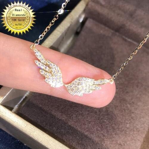 Real 18K gold necklace natura 0.3ct diamonds necklace H-M014
