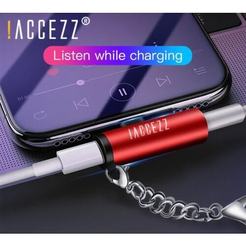 !ACCEZZ 2 in 1 For iPhone Adapter Splitter Lighting to 3.5mm For iPhone 11 7 8 XS XR Charging Audio Adapter AUX Cable Connector