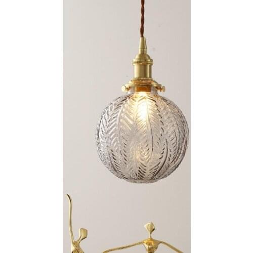 Brass Glass Pendant Lamp Nordic Personality Retro Pendant Light Porch Corridor Dining Room Bedroom Bedside E27 Hanging Lights