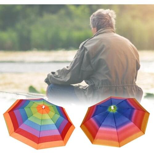 Durable Portable Wide Application Umbrella Hat Bright-colored Nylon Waterproof Fishing Umbrella Hat for Travel Fishing Supplies