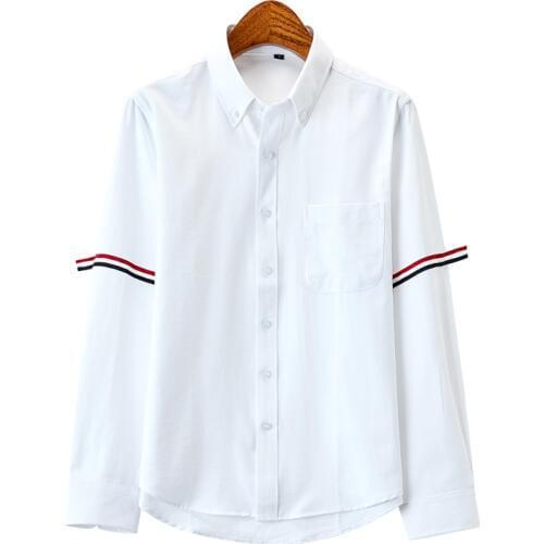 2020 Autumn New Style MENS Long-sleeved Shirt Casual Japanese-style Oxford Cloth Stripes TB Celebrity Style Shirt Business