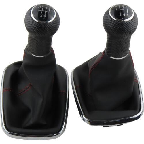 5 / 6 Speed Shifter Manual Gear Shift Knob Gaitor Boot for Volkswagen VW MK4 Golf 4 IV GTI R32 Jetta Bora Red Stitch