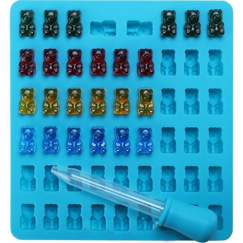 53 Cavity Silicone Gummy Bear Chocolate Mold Dropper Candy Sugar Chocolate Mold Ice Cube Tray Fondant Cake Decorating CT1060