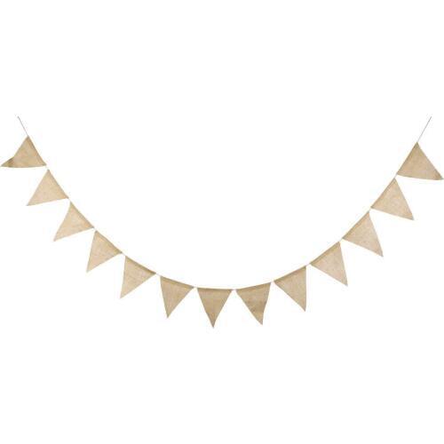 1pcs 3.7M Wedding Decorations 13 Flags Linen Bunting Banners Birthday Party Favor Pennant Home Garden Decor Flags