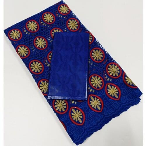 Party Q Yards Latest 2021 New Female And Embroidered Fabric 2.5 Yards Cotton Lace And 2.5 Yards Bazin