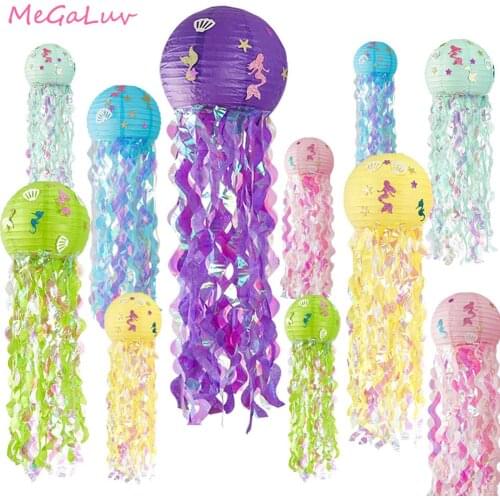 Mermaid Theme Party Decor Jellyfish Lantern Diy Hanging Little Mermaid Under The Sea Party Baby Shower Birthday Party Decoration