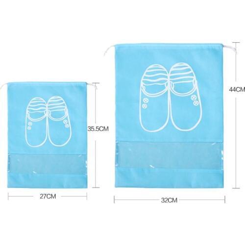 Outdoor Travel Portable Non-woven Drawstring Dust-proof Storage Shoe Bag 2 Size Large Capacity Perspective Shoes Tote Bag SN739