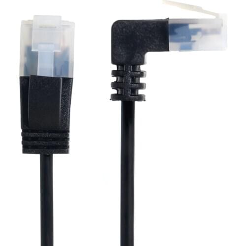 Ultra Slim Cat6 Ethernet Cable RJ45 Up Angled to Straight UTP Network Cable Patch Cord 90 Degree Cat6a Lan for Laptop