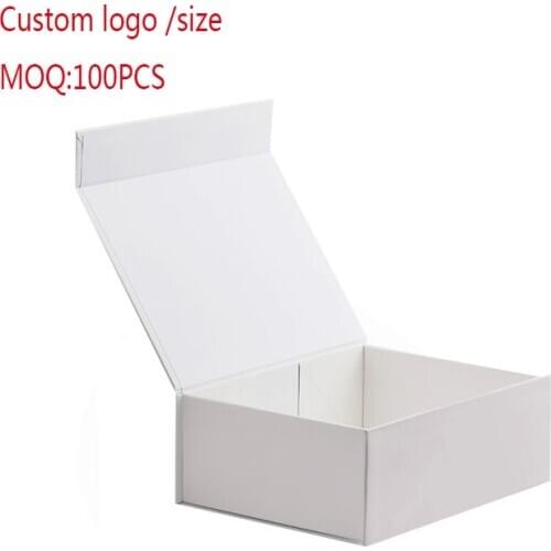10pcs/Lot custom paper boxes white gift box Gift Packaging Box Clothing Hair wigs Paperboard Foldable box with Magnetic closure