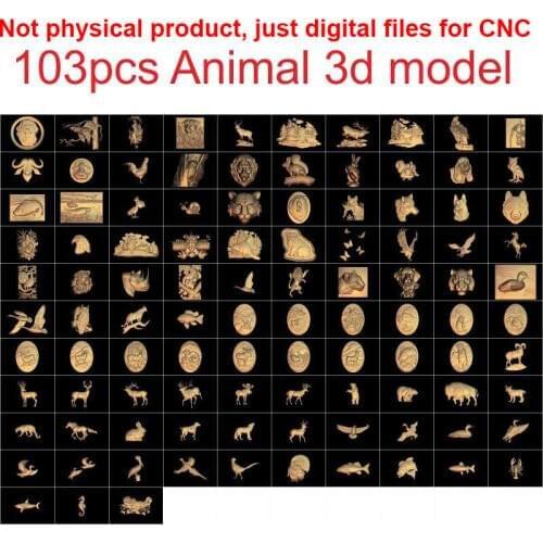 103 pieces Animal 3d model STL relief for cnc carving relief artcam vectric aspire