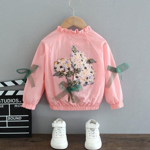 2021 Spring Summer Autumn Girls Flower Thin Jacket Baby Kids Children Long Sleeve Coat