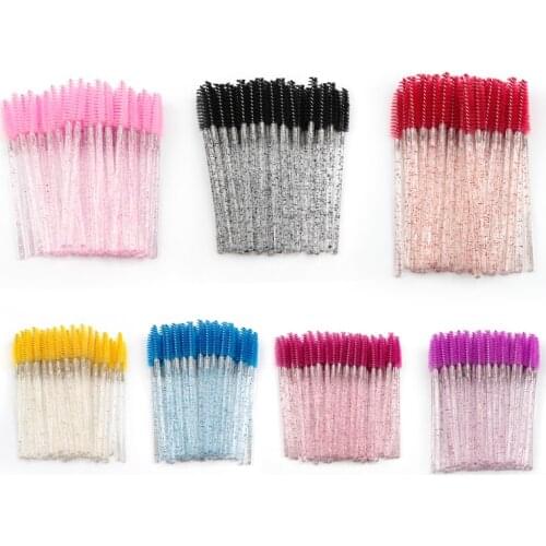 Disposable 5/50 Pcs Crystal Eyelash Makeup Brush Diamond Handle Mascara Wands Eyelash Extension Tool