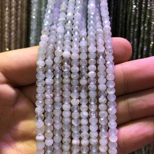 5strings Lot,Natural Aqua marine Beads,Faceted Semi Gem Roundel Beads,Tiny Spacer Gem jewelry Beads,approx 3x4mm,15.5"/str