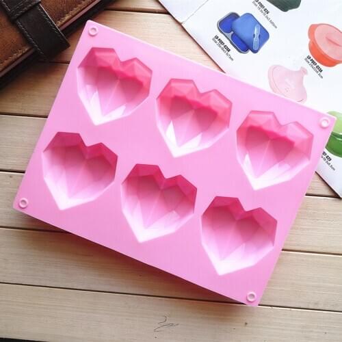 8 Cavity Diamond 3D Heart Shape Mould Love Silicone Cake Mold Silicone Fondant Cake Chocolate Baking Mold Modelling Decor Tools