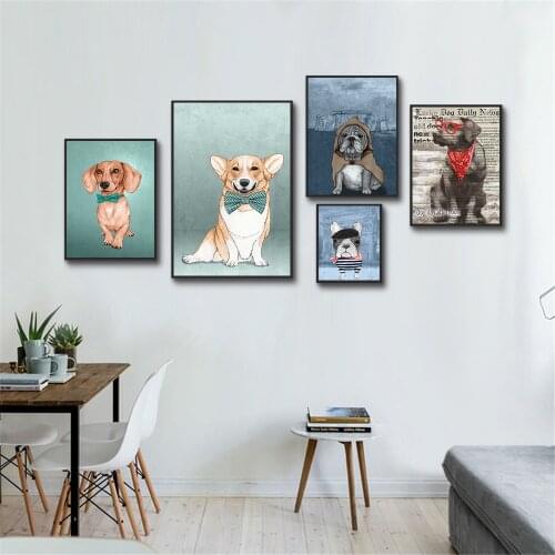 Abstract Painting Modern Minimalist Cute Animal Wall Picture Pet Dog Living Room Childrens Room Decor Nordic Poster Wall Art