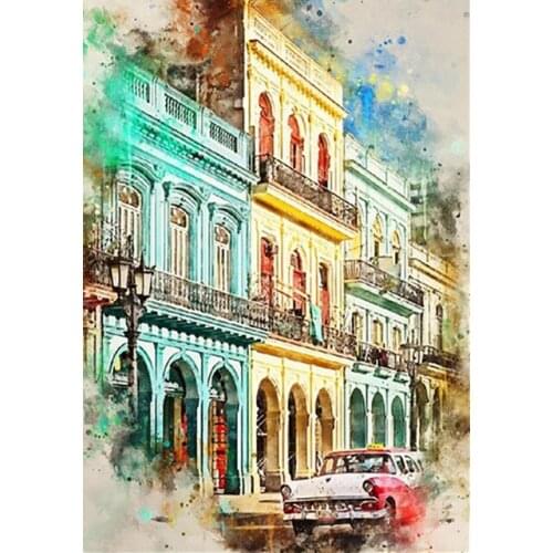 ARMYQZ5D DIY Diamond Painting Color Paintings Of World Famous Buildings Full Square Round Diamond Picture Home Wall Hanging Art