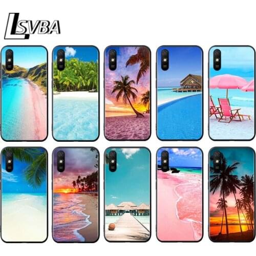 Summer Beach Sunset On Sea for Xiaomi Redmi 10X Pro 5G 9A 9I 9T 9 GO K40 K30 K20 Ultra 8 7 6 5 4X Pro Soft Black Phone Case
