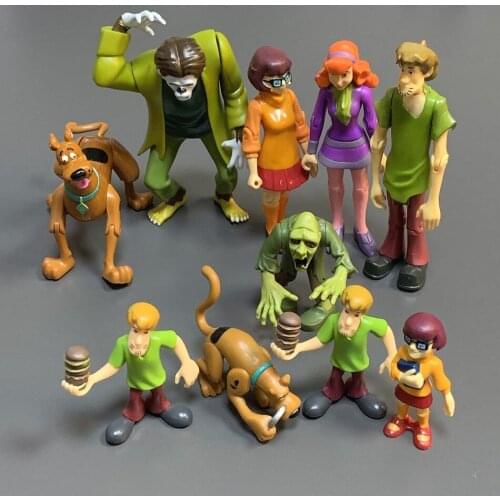 10PCS Mystery Solving Crew Mate Action Figure Set Shaggy Daphne Velma Shaggy Wolfman Zombies 5'' & 2.5" Scooby Do Toys Kids Gift