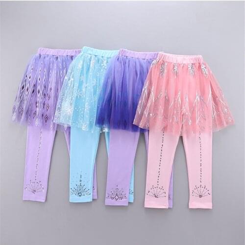 Baby Girls Fancy Princess Leggings Infant Snowflake Tulle Tutu Skirt Pants Children Cotton All-match Shiny Trousers