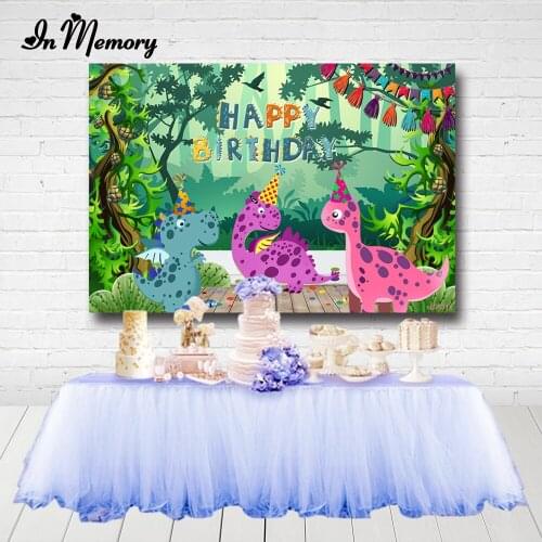 InMemory Jurassic Dinosaur Party Photography Backgrounds Green Forest Wood Cartoon Boys Birthday Party Backdrops