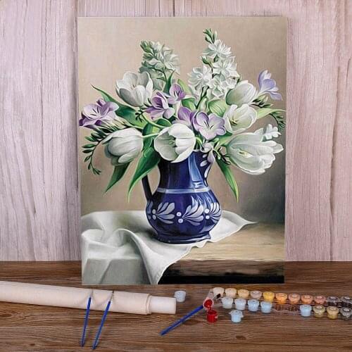 Adult Flower Painting By Numbers Set Acrylic Paints 40*50 Picture By Numbers Photo Decorative Paintings For Kids Handiwork Art