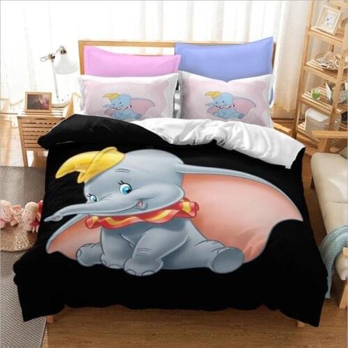 Disney Christmas Lovely Soft Adult kids Dumbo Bedding Set Girls Duvet Cover Cartoon Pattern Full Queen Twin Bed PillowCase