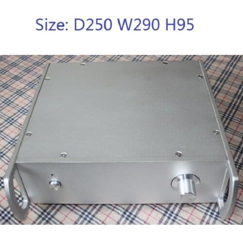 Size D250 W290 H95mm DAC Decorder Amplifier Chassis DIY Aluminum Power Amplifier Supply Case Amp Handle Box WA31