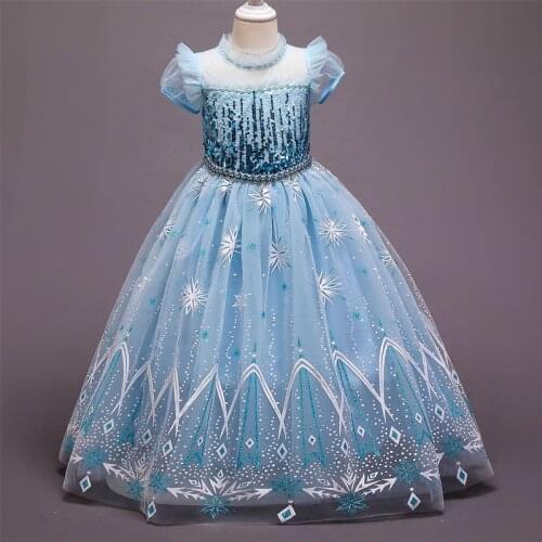 Princess Cosplay Costume Halloween Girls Dress Kids Birthday Party Dresses 4-10T Childrens Vestidos New Queen Dress