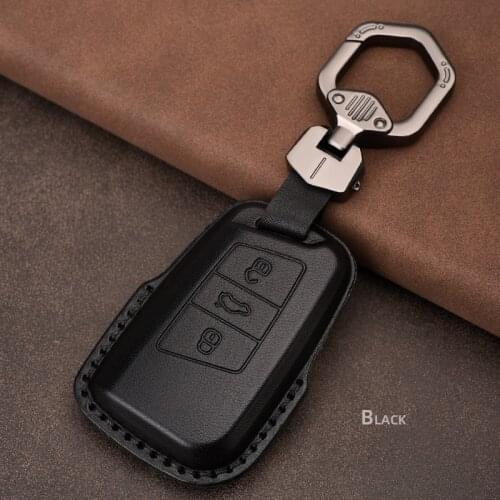 Leather Car Key Cover for VW Volkswagen Magotan Passat B8 Skoda Superb Kodiaq A7 Smart Remote Fob Protector Case Keychain