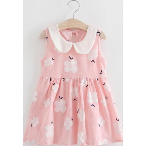 Summer Baby Girl Princess Dress Lovely Childrens Clothing Cotton Sleeveless Doll Collar Dress For 1-7 Years Girls