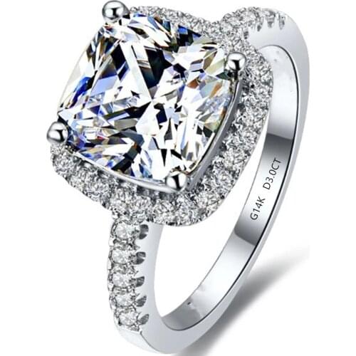 3CT Sterling Gold Cushion Shape Diamond Engagement Ring Perfect Birthday Gift For Lover Sterling Gold