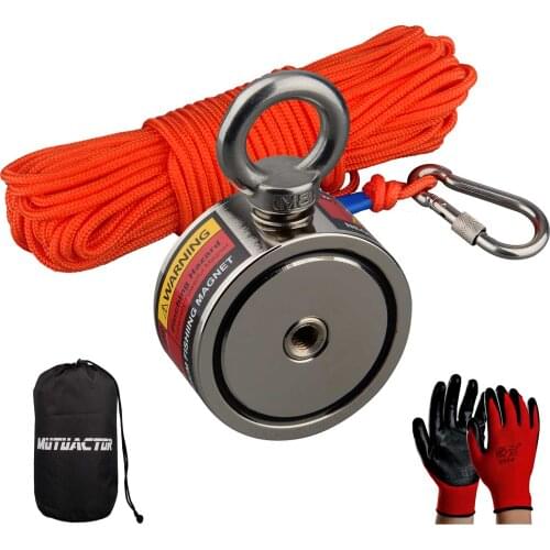 Two Sided Strong Neodymium Round Magnet Set 120KG*2 Verticall pullforce Fishing Detecting Metal Outdoor Underwater Adventure