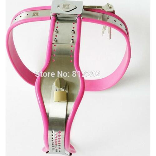 Stainless Steel Pink Chastity Belt Enforcer Chastity Device BDSM Sex Toys Female Chastity Belt Adjustable For Women Metal Underw