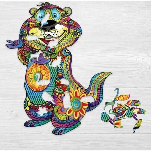 New Wooden Puzzle Toy Unique Irregular Each Piece Is Animal Shaped DIY Animal Jigsaw Puzzles Educational Interactive Games Toy