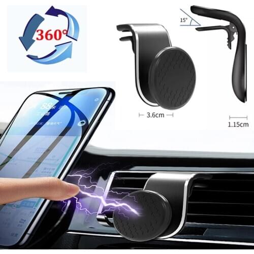 2020 New 360 Rotation Magnetic Phone Car Holder FLOVEME L Type Clip Car Mount Mobile Phone Bracket standing