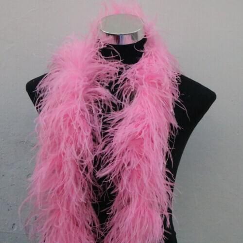 Wholesale 2 Meters fluffy Pink ostrich feather boa skirt Costumes/Trim for Party/Shawl/Craft feather boa in wedding decorations