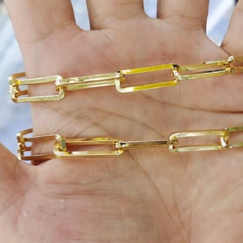 WT-BC151 Wholesale gold electroplated big chunky link chain women punk style long link chain in faceted curb chain brass chain