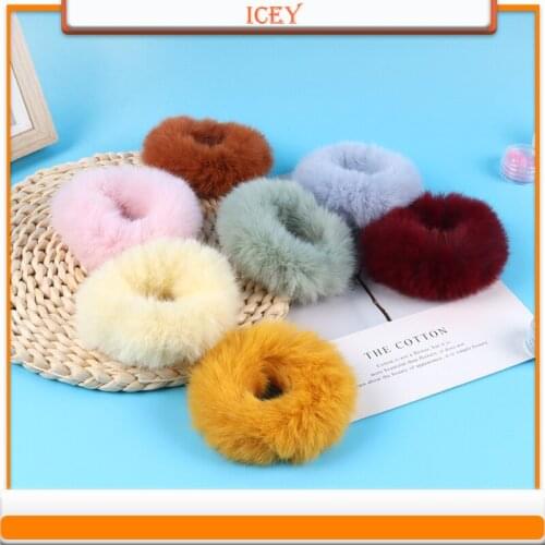 Autumn And Winter Hair Accessories Female Plush Hair Rope Simple Tie Ball Head High Elastic Hair Loop Rubber Band