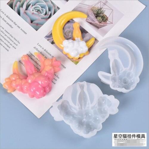 Transparent Silicone Mould Dried Flower Resin Decorative Craft DIY Starry cat Pendant Mold epoxy resin molds for jewelry