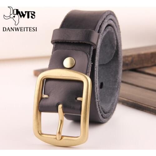 [DWTS] men belt male leather belt men male genuine leather strap luxury pin buckle fancy vintage jeans Business Gift box