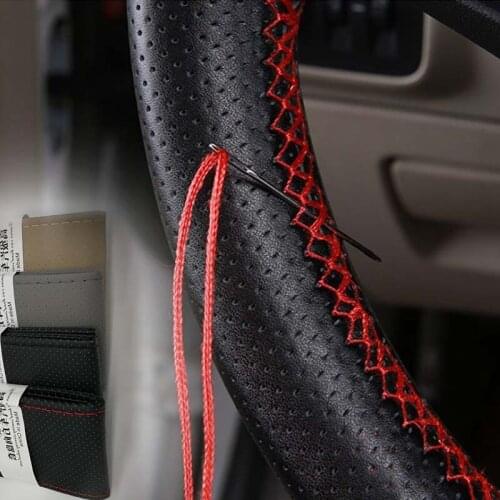 Hand-Woven Car Steering Wheel Cover DIY With Needles And Thread Artificial Leather General Car Steering Wheel Cover Kit