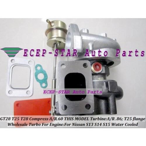 T25 T28 T25T28 T25/T28 T25/28 Water Cooled Turbo For Nissan S13 S14 S15 CA18DET 1.8L SR20DET 2.0L T25 Comp AR.60 Turbine .86 A/R