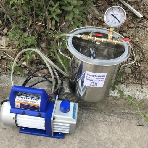 1.6 Gallon Vacuum Chamber and Pump with 2.5/3 CFM 1 Stage Vacuum Pump 110V/220V for Resin Stainless Steel Vacuum Chamber